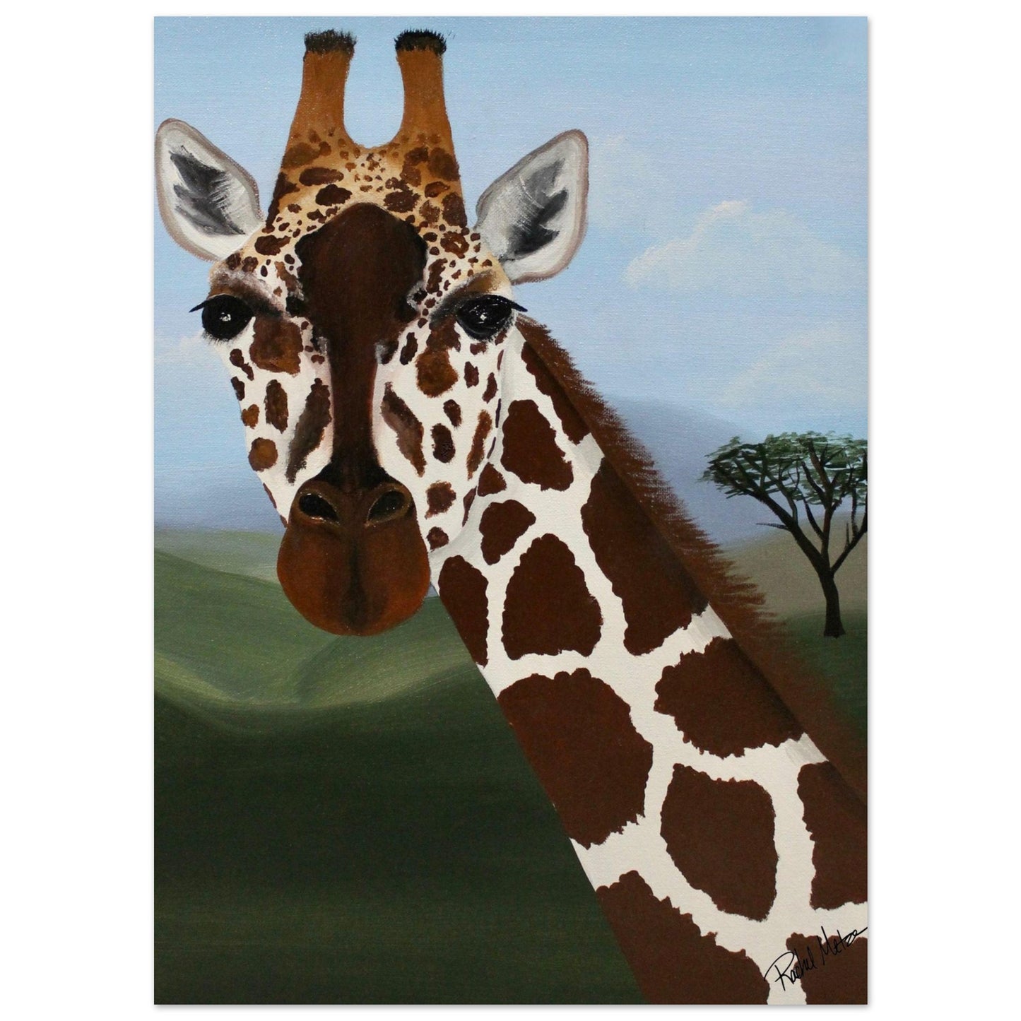 Reticulated Giraffe Wall Art Print on Premium Matte Paper Poster - Multiple Sizes
