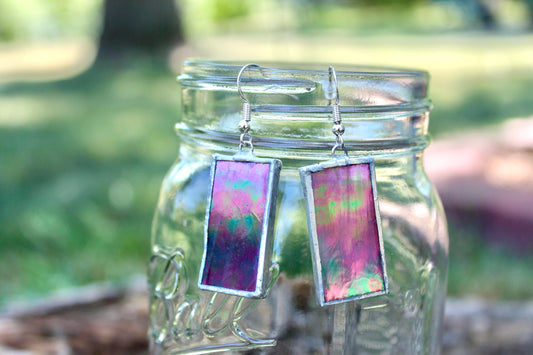 Aurora Borealis Inspired Stained Glass Earrings